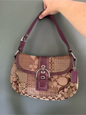 Vintage Coach Zoe Patchwork Shoulder Bag Purple Patent Leather Y2K Hobo F12316⁠